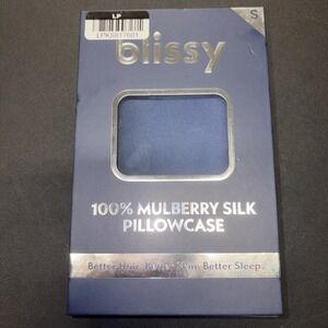 Blissy Standard 100% Mulberry Silk Pillowcase Navy Blue